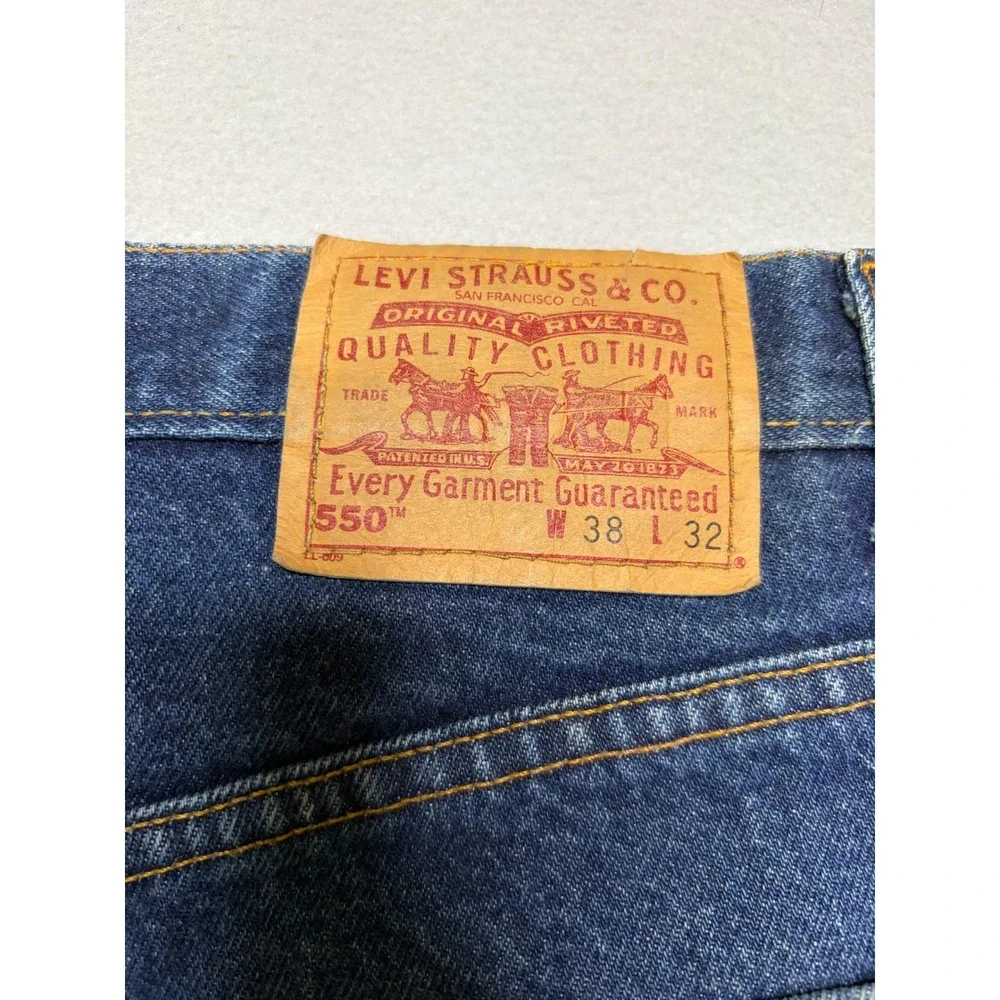 Levi's 550 Jeans Mens 38x32 Blue Relaxed Fit Tapered Leg Vintage 90s Made in USA